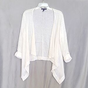 Mango 100% Linen Cardigan with Roll-UP Sleeves, Color White, Size XS